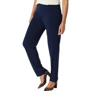 Susan Graver Women's Liquid Knit Straight Leg Pants Dark Navy - Petite